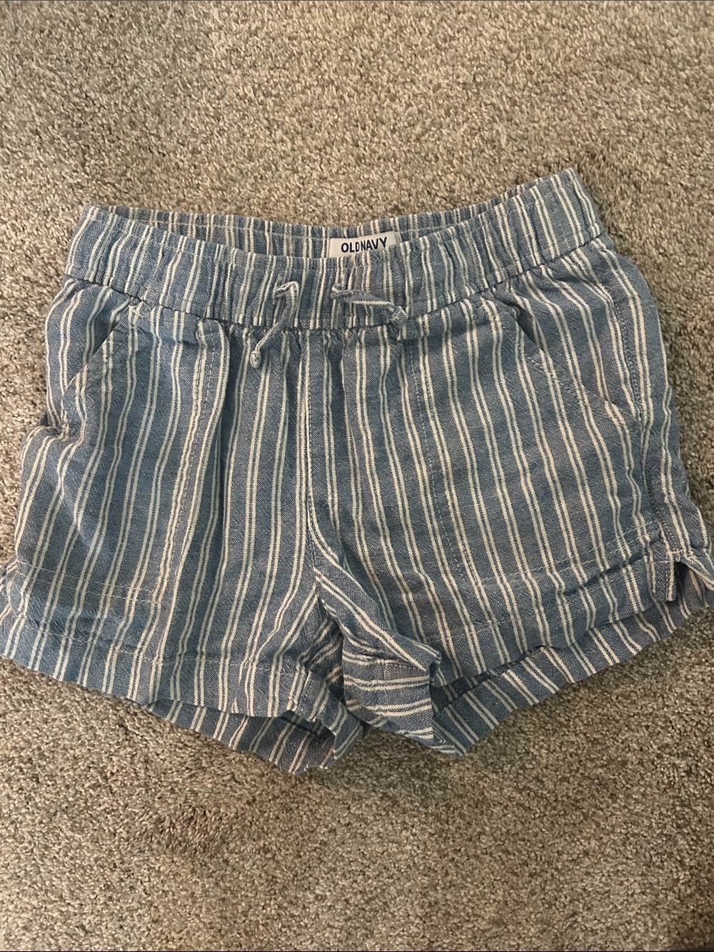 Old Navy Blue and White Striped Kids Drawstring Shorts